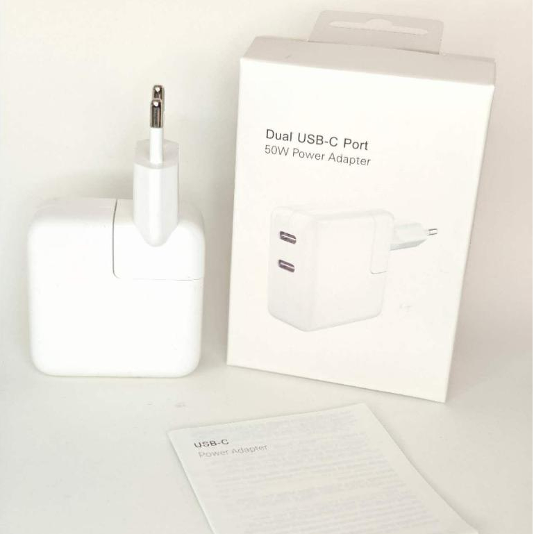 Carregador Fonte Adaptador Turbo PD Duplo De 50W Rápido De Viagem USB Tipo C Para Samsung iPad iPhone