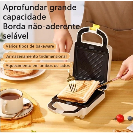 110V Sanduicheira 3 em 1 Gaabor - Waffles, Donuts e Sanduíches Crocantes Rápido M9