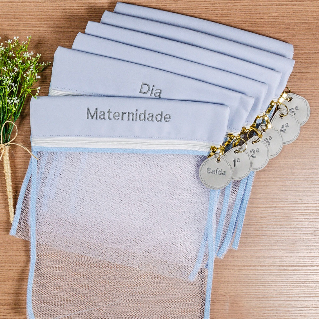Kit Saquinhos de Maternidade Nylon para Bebê 6 peças Bolsas Organizadores