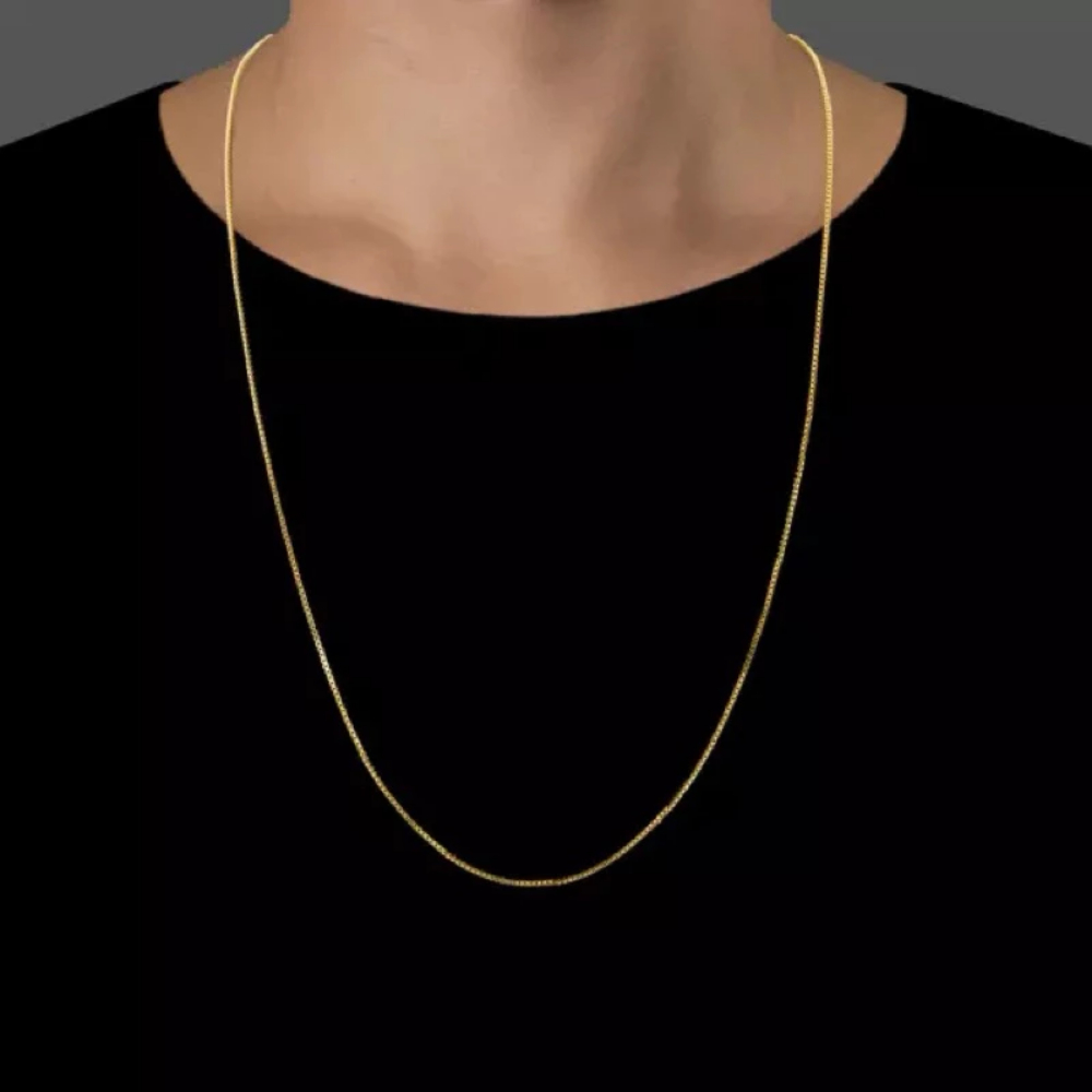 Corrente Veneziana V12 Banhada a Ouro 18K Unissex 40cm a 70cm Colar Fino Elegante