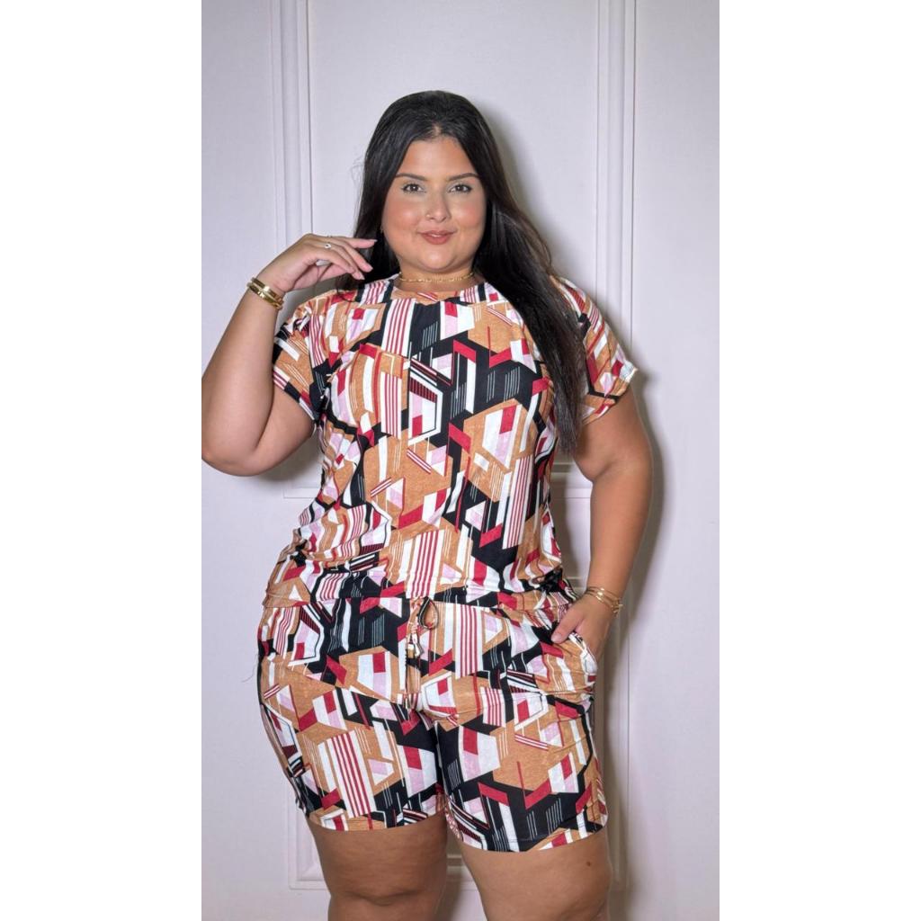 CONJUNTO  FEMININIO ESTAMPADO 0405 EM MALHA FRIA LIGANETE  PLUS SIZE JOVIAL