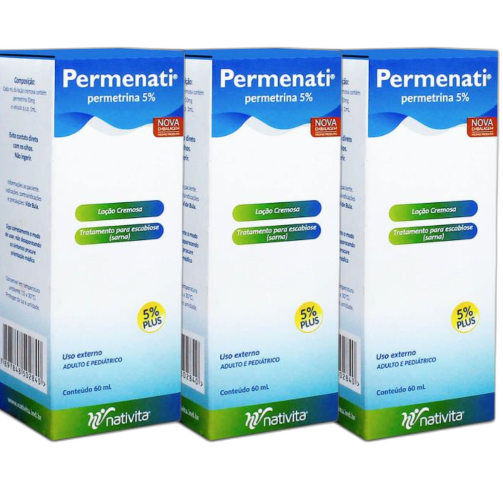 kit com 3 Permenati Permetrina 5% Anti Piolho e Lendeas
