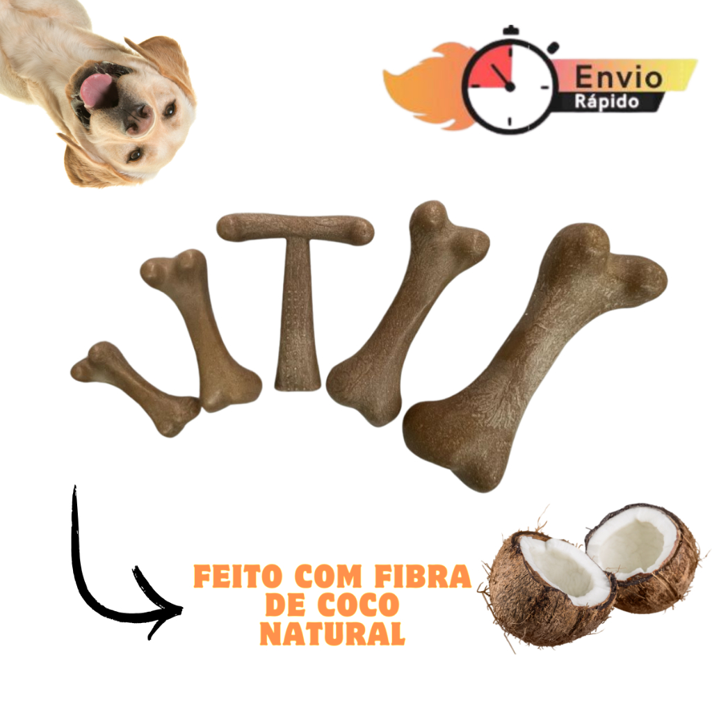 Mordedor Natural De Fibra De Coco Para Cães Com Mordida Forte Osso Com Óleos Essenciais