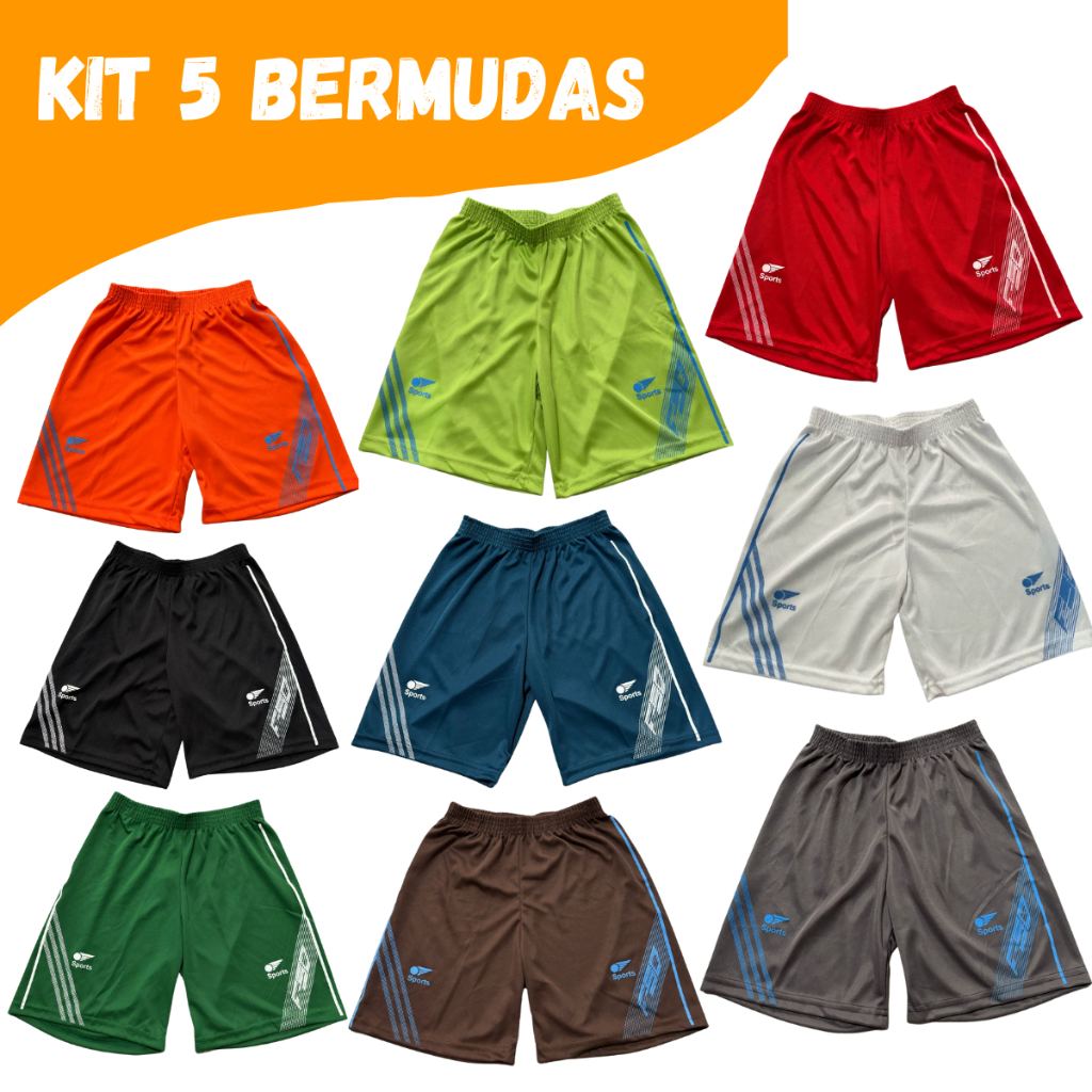 Kit 5 Bermudas Sport Infantil Masculino