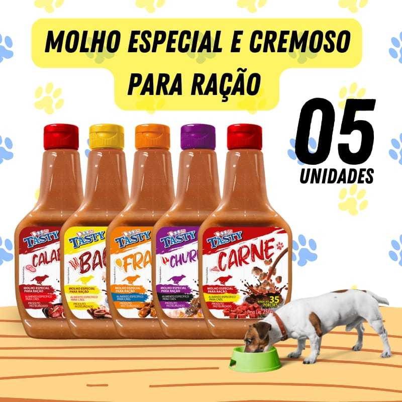 Molho Para Ração Gato Cachorro Pet 5 Unidades 250g - Ipet Tasty