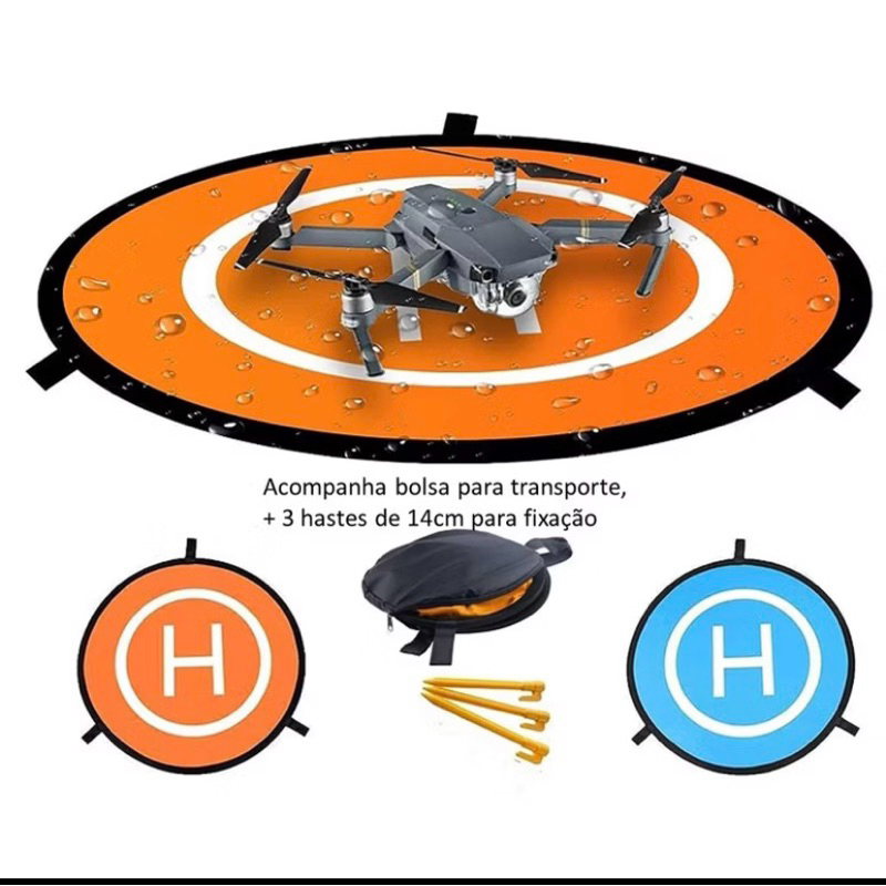 Heliponto para pouso de drone 55CM com fixador no solo