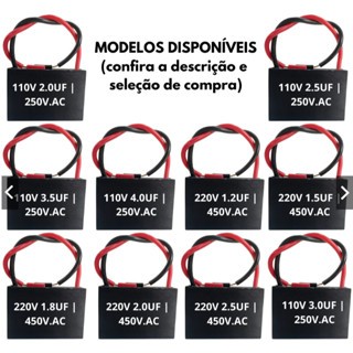 Kit 20 Capacitor CBB61 CBB60 Ventilador Partida 250V 450V 1UF 1.2UF 1.5UF 2UF 4UF 5UF 6UF 8UF MEGA