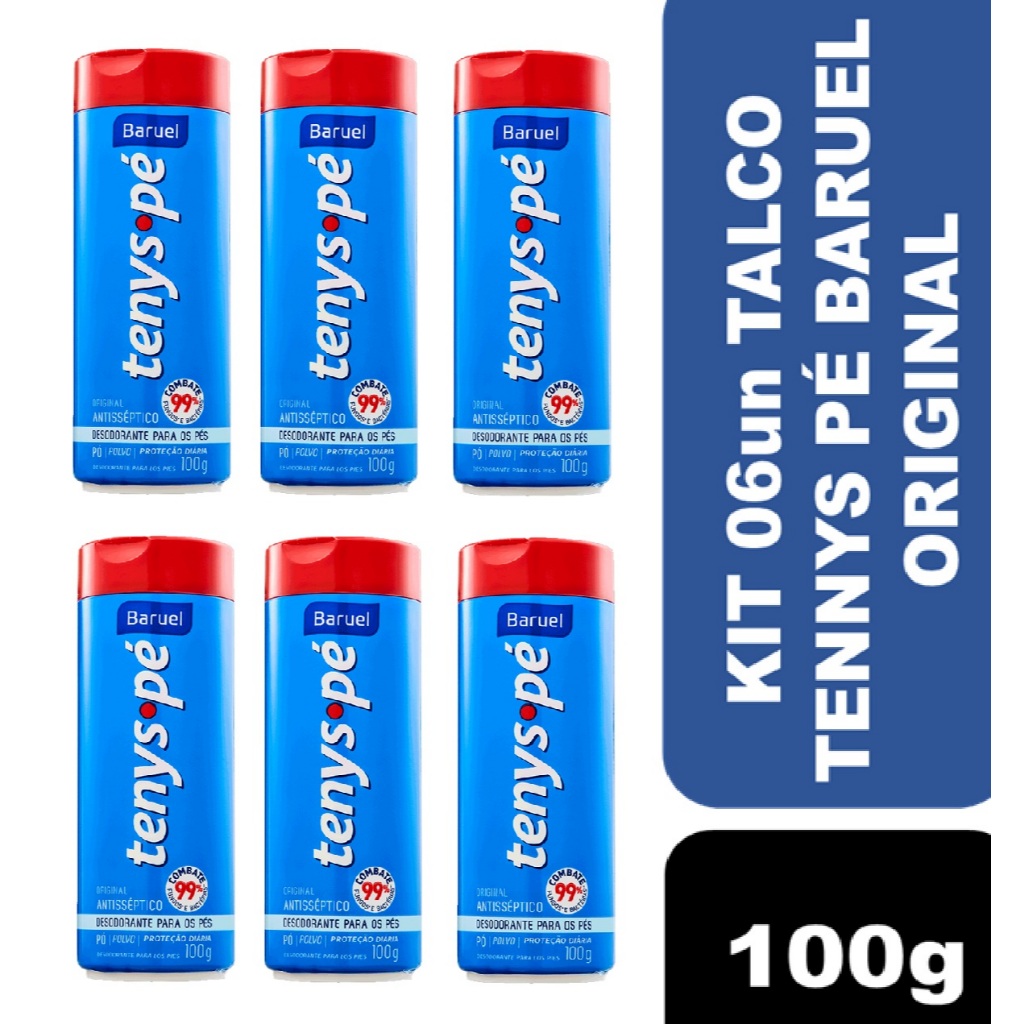 Kit 06un Talco Desodorante para os Pés Pó Original 100g – Tenys Pé Baruel