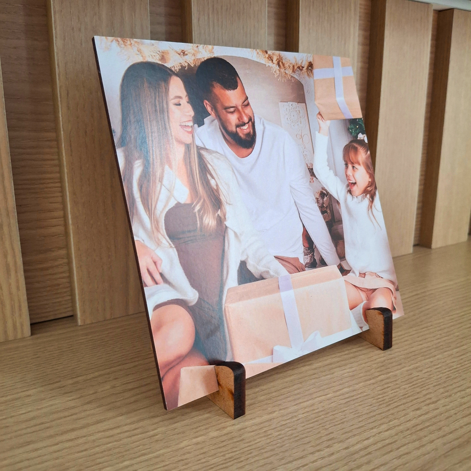 Quadros de Mesa Personalizado 15x15 - 20x20 cm  C/SUPORTE Com Sua Foto - Casal, Pet, Família