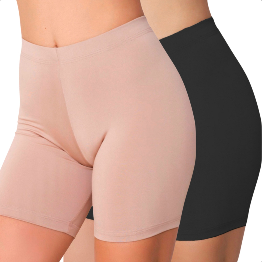 Kit 2 Short Anagua Segunda Pele Cintura Cós Alto Bermuda Modeladora Microfibra Saia Vestido Lingerie