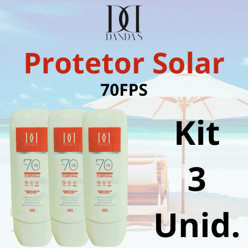 kit com 3 Antissinais, Protetor solar DANDAS Fps 70, 120 ml com Toque seco
