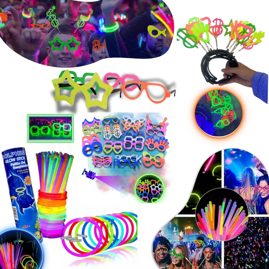 Kit Balada Festa Neon Completo 140 Pecas Casamento Aniversario 100 Pulseira Neon 20 Oculos 20 Tiara