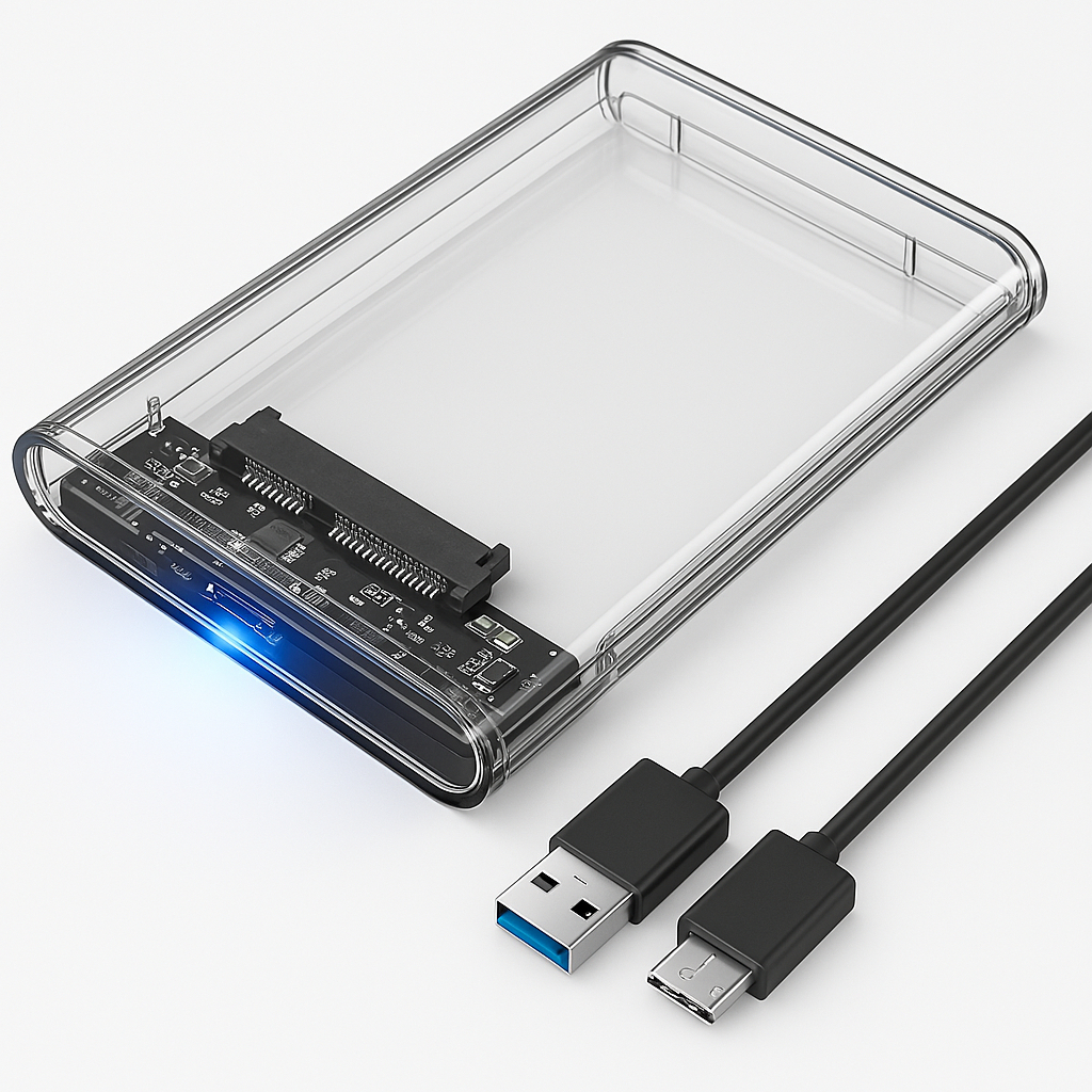 Case para HD transparente, Usb 3.0, transmissão 6gbps, Sata 2.5", Hhd ou Ssd, Ecase-300
