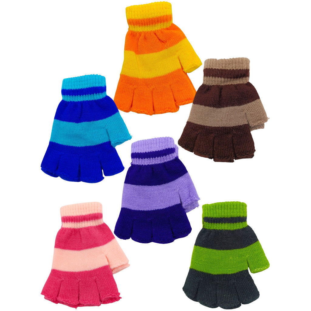 Luvas de frio sem dedos para crianças - quentinha e colorida 14 cm - Unissex - Luvas infantis