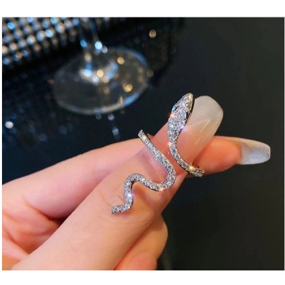 Anel de Unha Falange da Moda Decorativo Nail Art Dourado e Prata Cravejado Strass