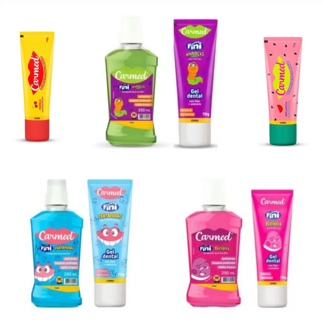 Enxaguante Bucal e Gel Dental Carmed Fini Sabores Cimed