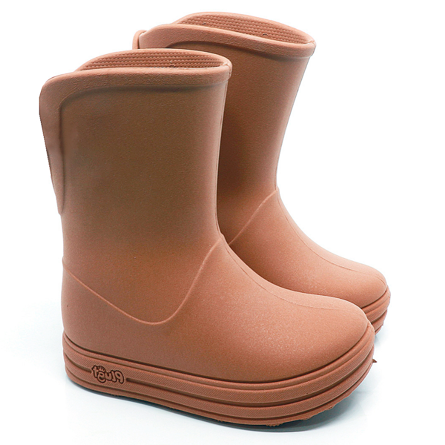 Galocha Infantil Menino Menina Bota Chuva Reciclável Confortável Antiderrapante Casual Caramelo