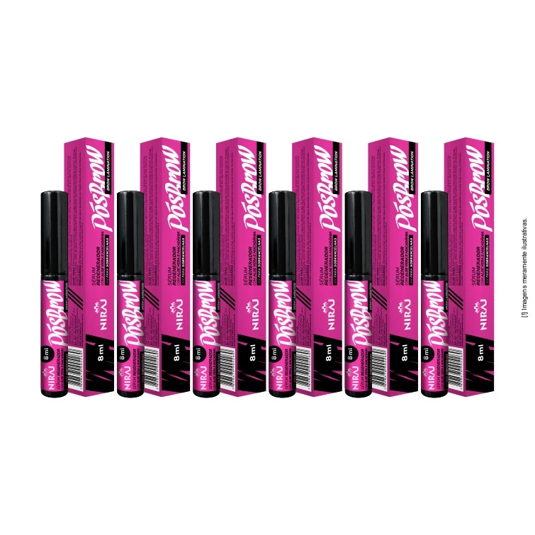 Kit 6 Unidades Niraj Sérum Regenerador Pós Brow 8ml  Rosa  Com Aloe Vera e Macadâmia 8ML