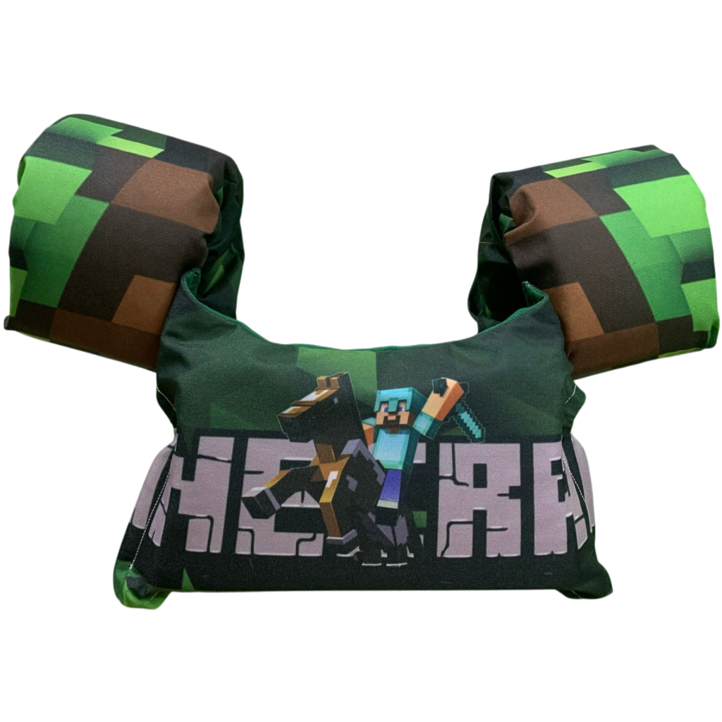 Bóia Infantil de Braço com Peitoral Colete salva vidas  Piscina e Praia minecraft