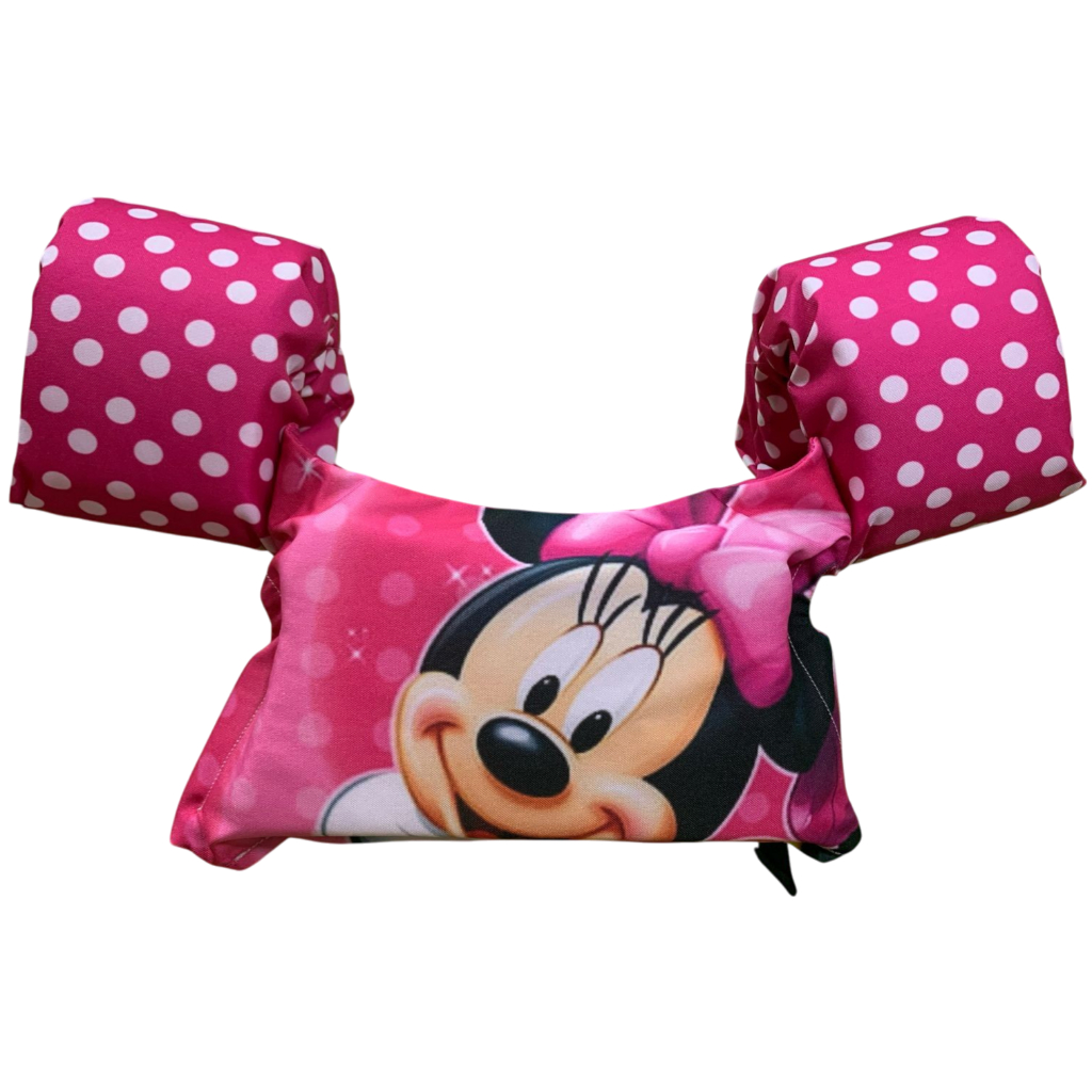 Colete Bóia Infantil de Braço com Peitoral Colete salva vidas desenho infantil Minnie Piscina Praia