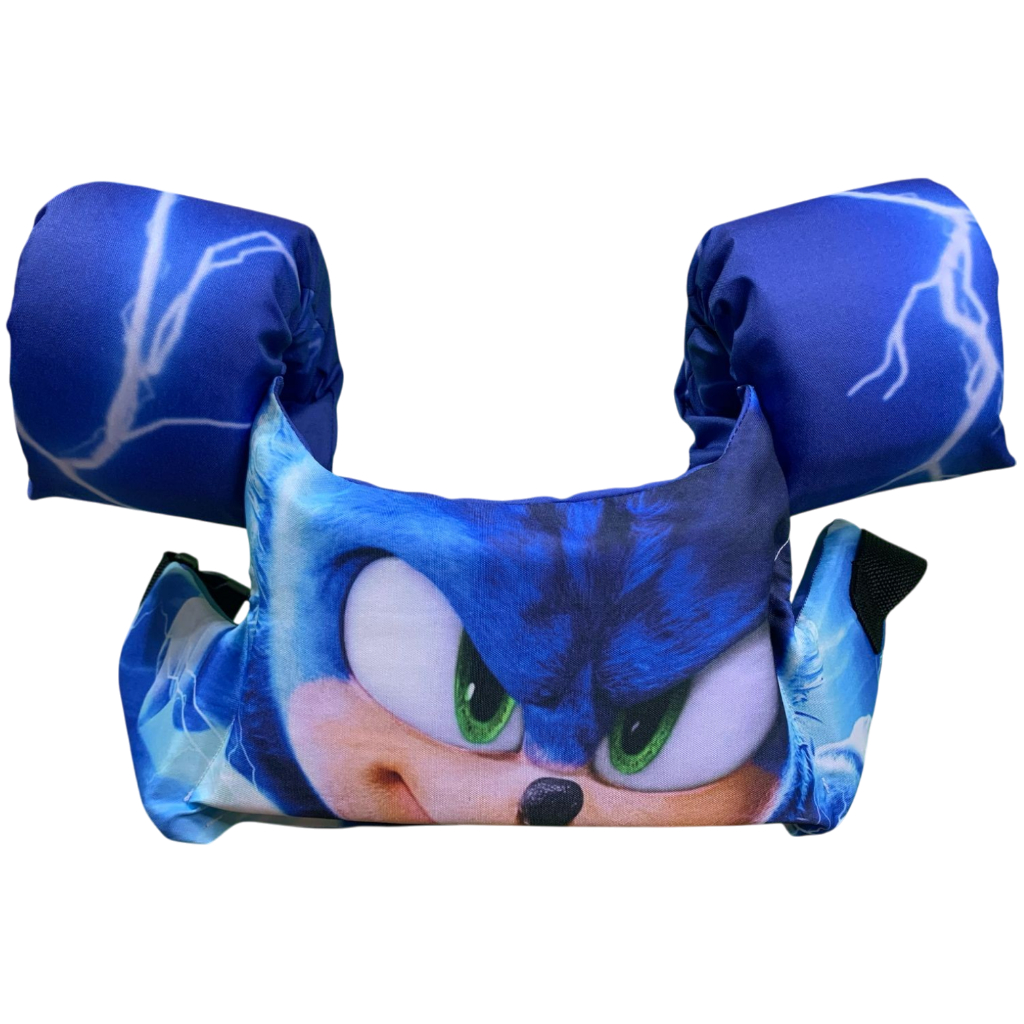 Boia Colete salva vidas Sonic Infantil De Braço Estampado Menino Menina até 25kg Não Fura