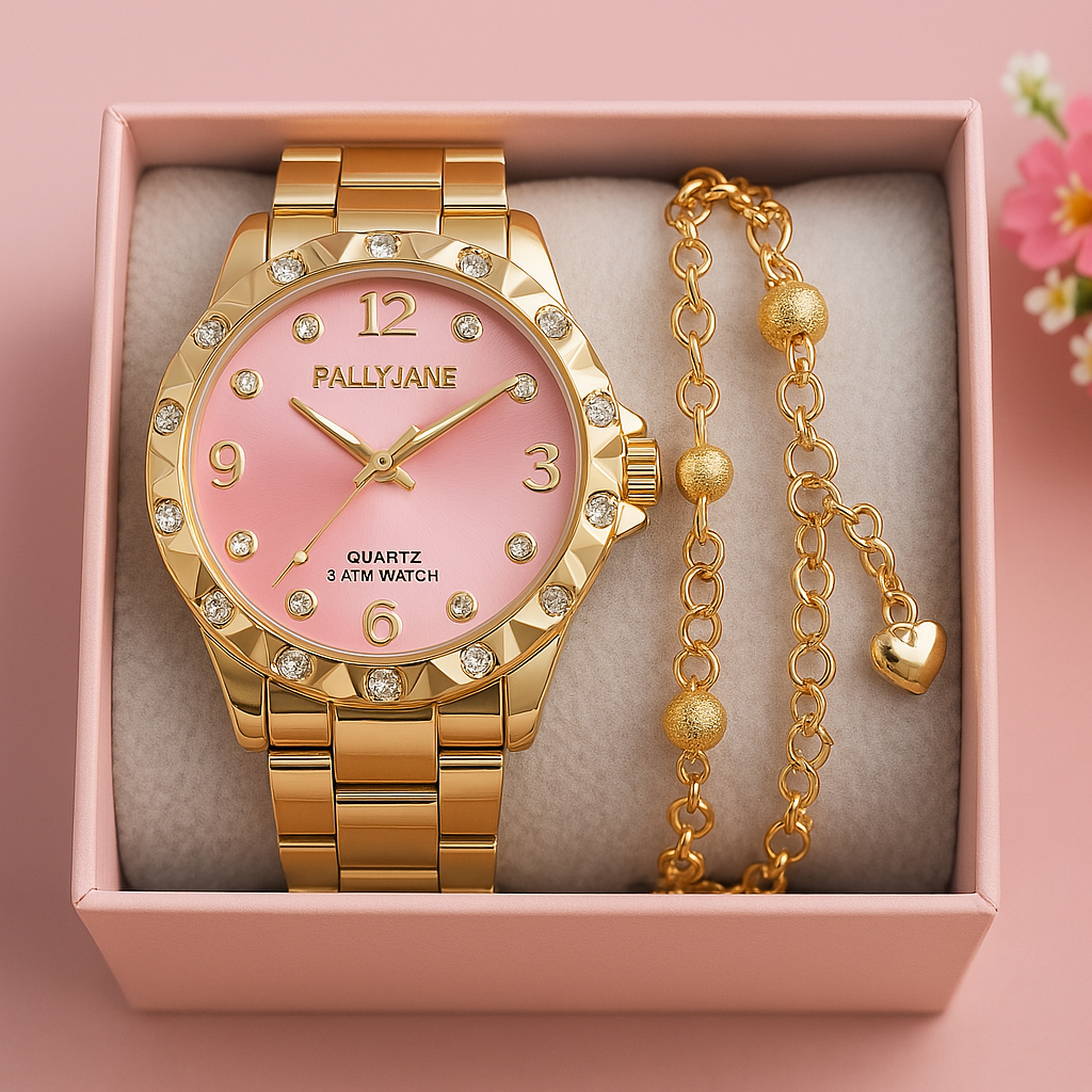 ⚡PROMOÇÃO⚡ Relogios Feminino Banhado + Pulseira Kit Relógio Feminino Dourado Super Lindo Promoção ***