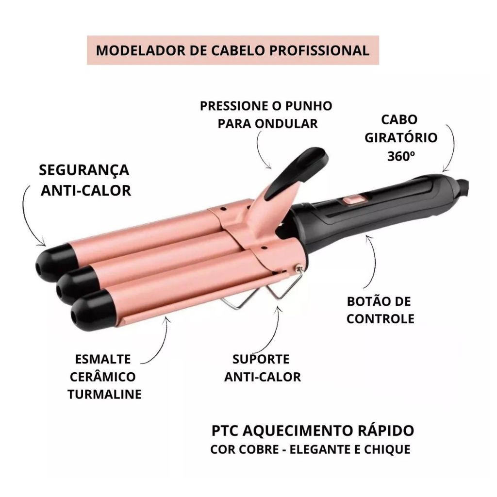 Triondas 25MM 22MM 32MM Modelador de Cachos Profissional Cabelos de Sereia Cachos Perfeitos Bivolt 110/220C
