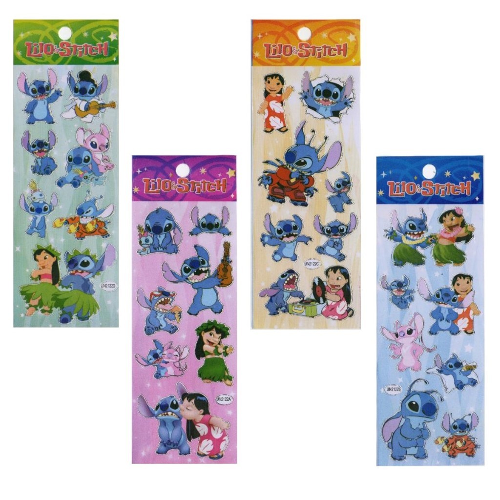 Cartelas Lilo Stitch Adesivos Lembrancinha Escola Opção com 10, 20, 30 ou 40 Cartelas Adesivos