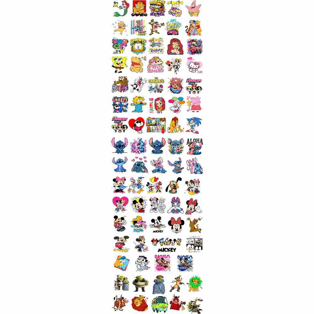 Aplique Termocolante 80 Unidades 5X5cm Varios Desenhos Personagens Para Roupas Aplicado Com Ferro De Passar Roupa