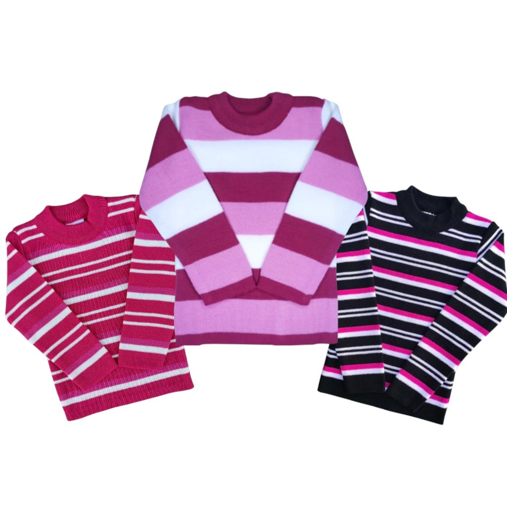 Blusa de Tricot Lã Infantil Juvenil Feminina Inverno