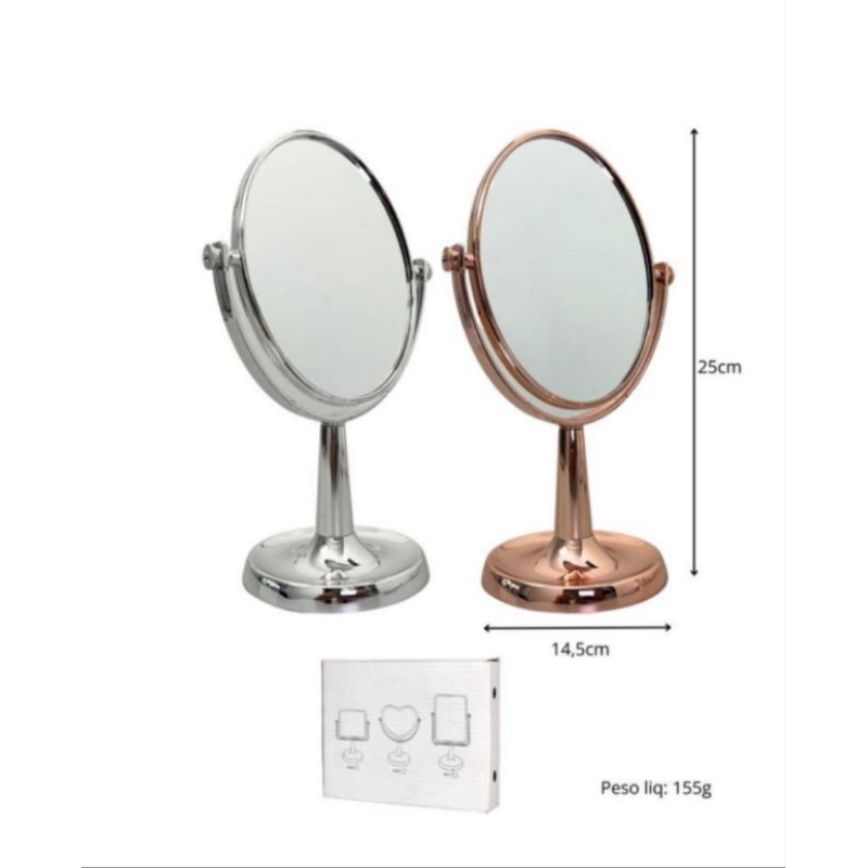 Espelho de Mesa Dupla Face com FormasDiferentes
