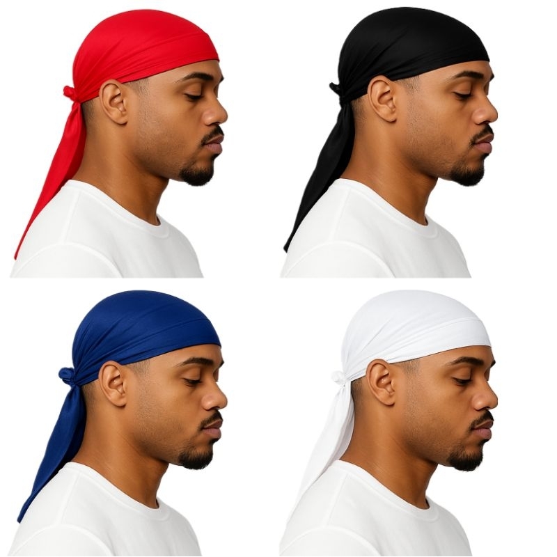 4 Dureg durag waves bandana trap rappe; preta,branca,vermelho e azul.