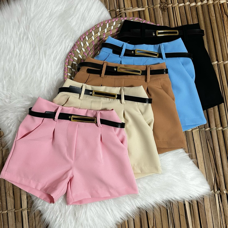 SHORTS INFANTIL MENINAS ALFAIATARIA COM CINTO MENINAS