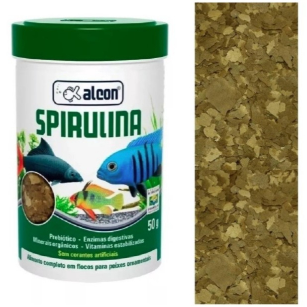 Ração Alcon Spirulina Flakes 50g - Ração Peixes