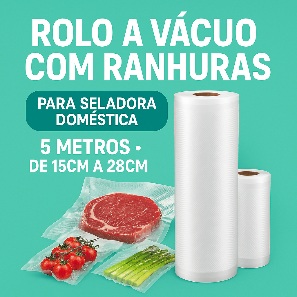 1 Rolo Gofrado Embalagem a Vácuo Para Seladora Doméstica Freezer Alimentos Texturizado 5 Metros
