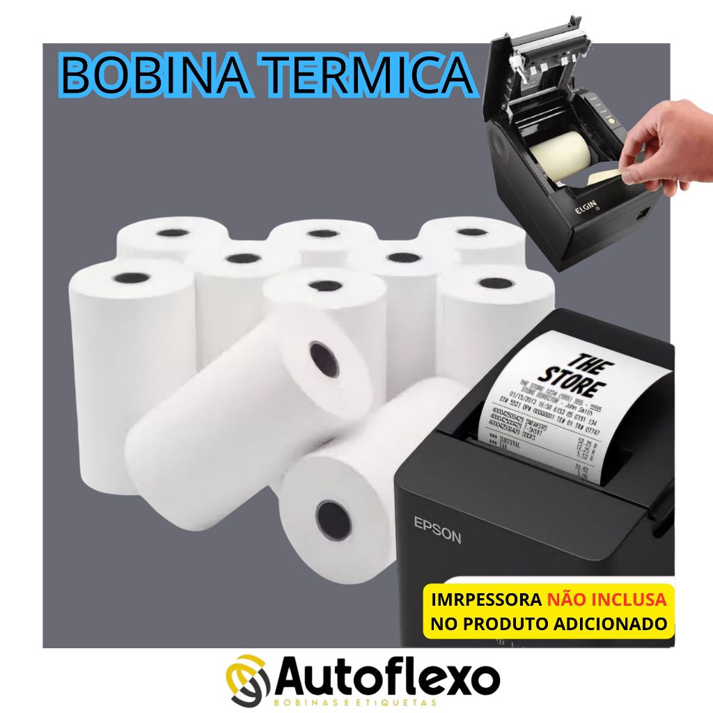 Kit Bobina 80x80 Branca Fácil Instalação Cupom Fiscal Promoção Original AutoFlexo Bobinas
