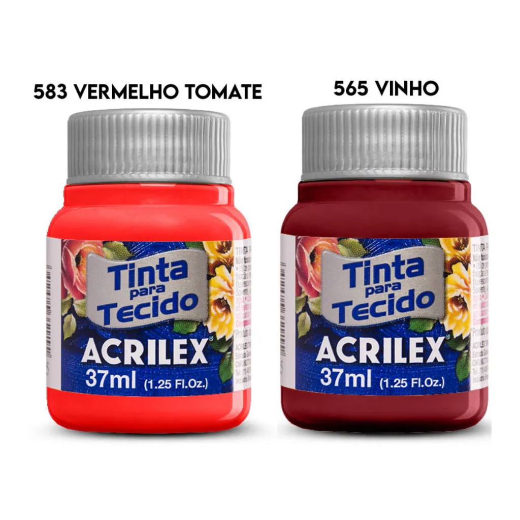 02 Tinta De Tecido Acrilex - 37ml Cores Parecidas Escolha a Variação
