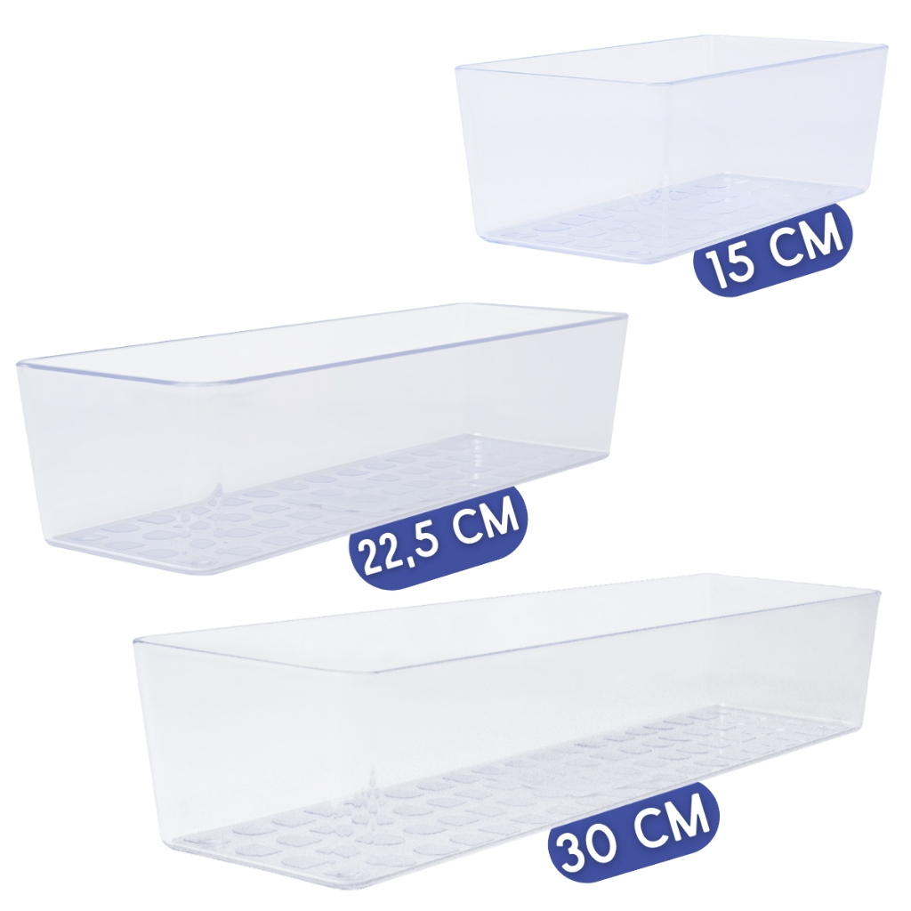 Escolha seu Kit Organizador Acrílico Transparente Modular Gaveta Geladeira Resistente