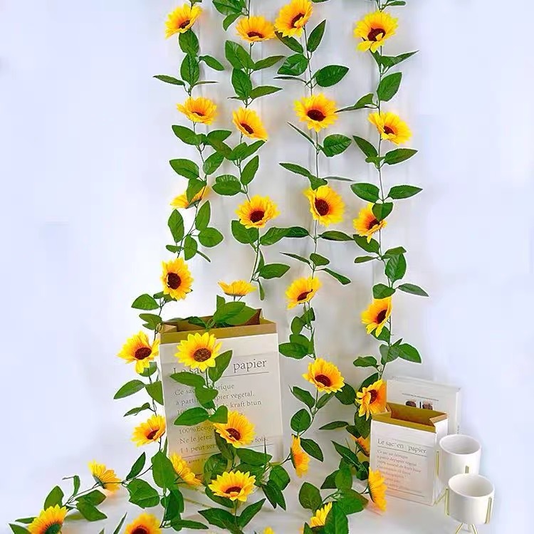 Corrente de girassol artificial de 2,0 m para decoração de pingentes, decoração de festas, arranjos de casamento, decor