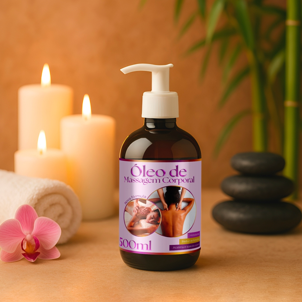 Óleo Para Massagem Corporal Sensual Natural 500ml Massagem Tântrica Namorados Casados Solteiros