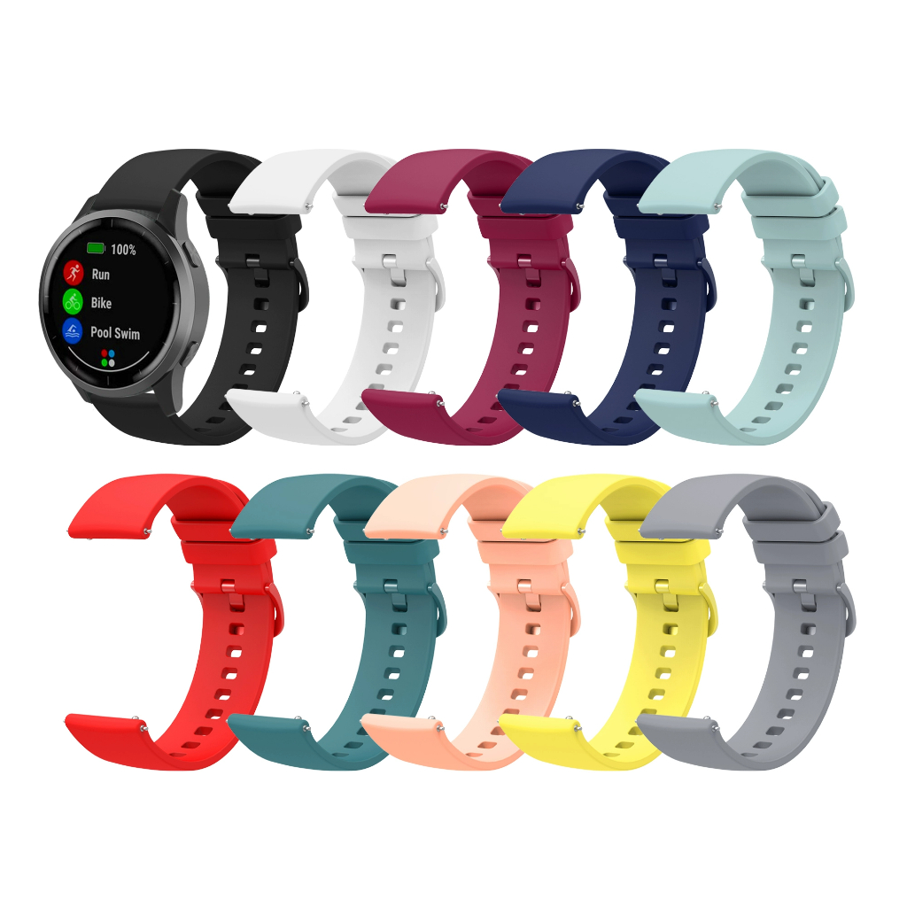 Pulseira de silicone com fivela T universal para relógios de 20 mm/22 mm