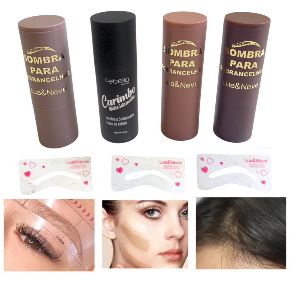 Carimbo para Sobrancelhas Sombra com Molde para Desenhar Lua e Neve