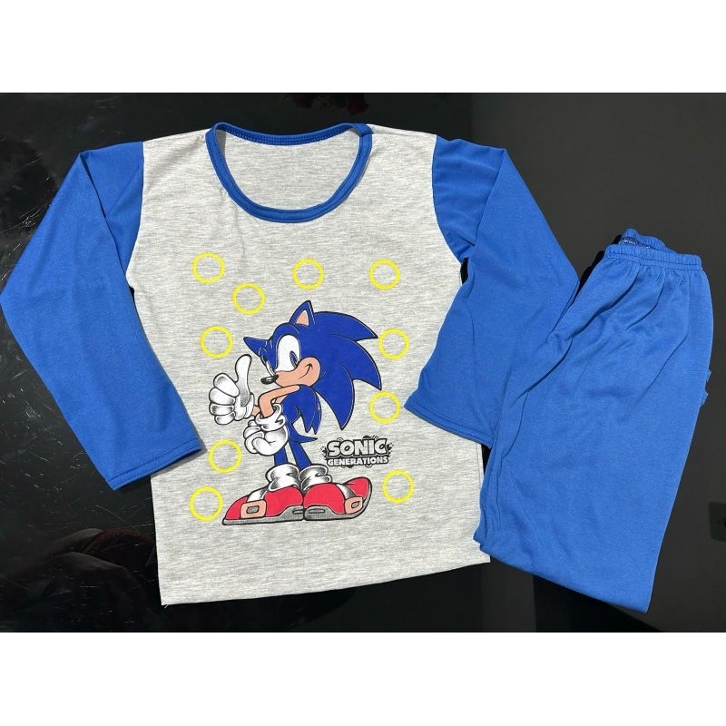Pijama longo infantil masculino do Sonic