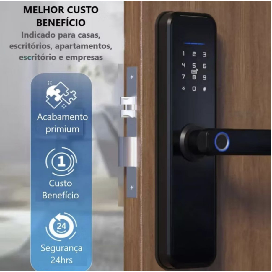 Sistema de língua portuguesa Fechadura Digital Biométrica Eletronica Touch Biometria