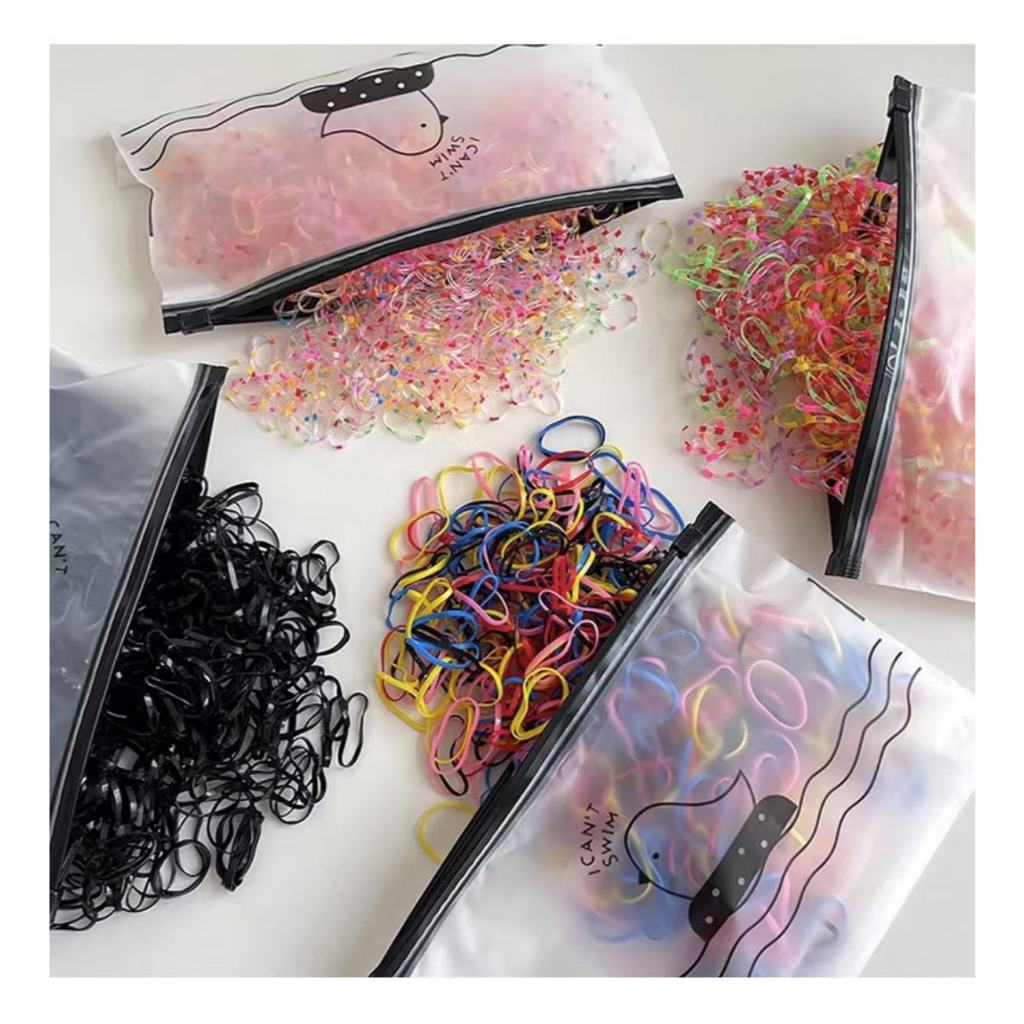 1000/2000 Peças Bolsa Elástico Scrunchies De Cabelo Feminino Descartável Multicolorido Acessórios Infantil Para Crianças