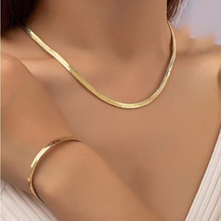 Conjunto Feminino Colar Osso de Cobra + Pulseira Corrente Banhados a Ouro 18k – Luxo e Elegância