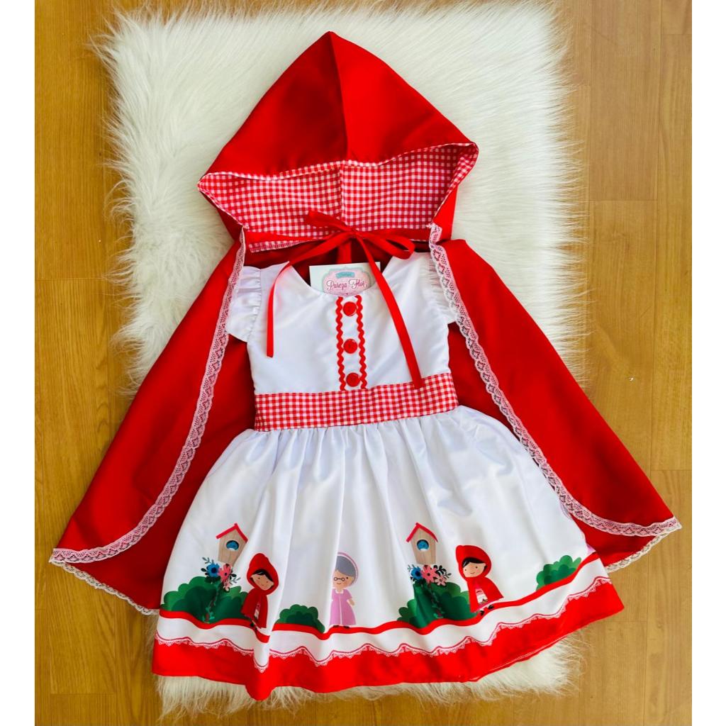 Vestido Infantil Menina Chapeuzinho Vermelho Com a Capa