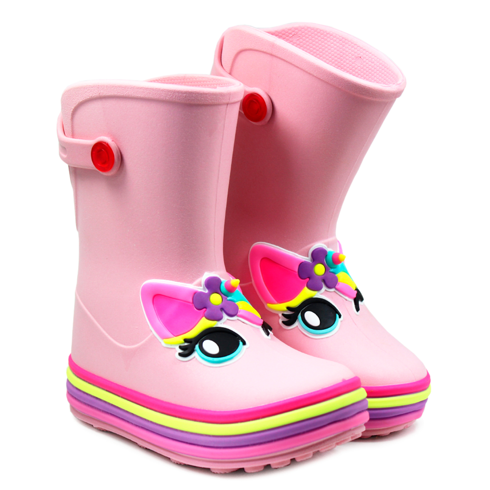 Galocha Bota Infantil De Chuva Menina Plugt Unicórnio Juvenil Confortável Leve Impermeável Original
