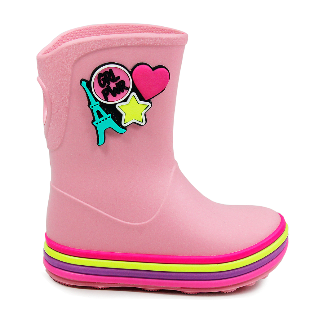 Galocha Infantil Menina Bota Plugt Acqua Girl Power Rosa Balé Paris Leve Macio Fofo Confortável