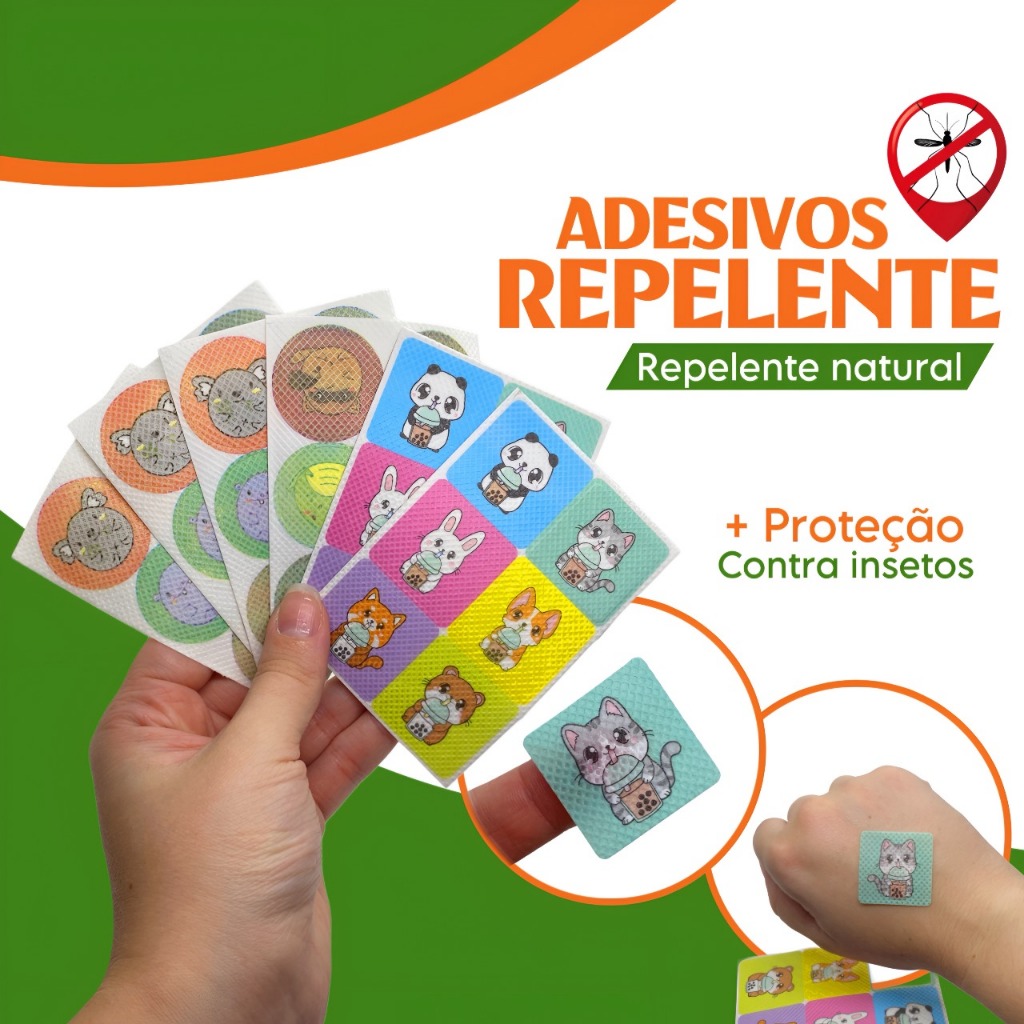 Kit 36/72/144 Adesivo Repelente Mosquito Adesivo Repelente Natural Citronela Infantil